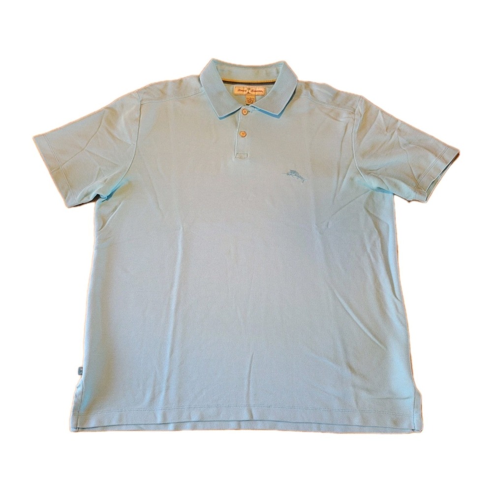 Tommy Bahama Polo Shirt Mens Large Blue Short Sleeve Cotton Blend